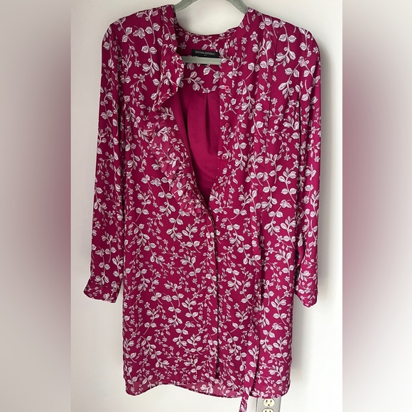 Banana Republic Maroon Floral Dress | Size 6 | Long Sleeve Button Up & Belted - Picture 7 of 8
